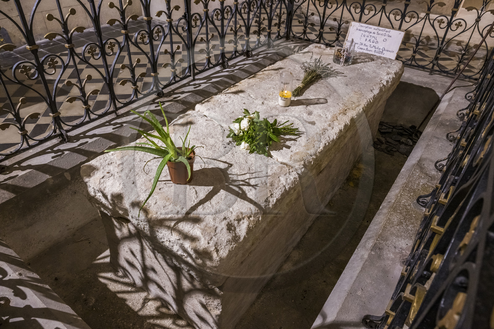 France, Gard, Saint Gilles du Gard, 12th-13th century Abbey Church of Saint-Gilles, classified as World Heritage by UNESCO under the routes to Santiago de Compostela in France, crypt or lower church housing the tomb of Saint Gilles