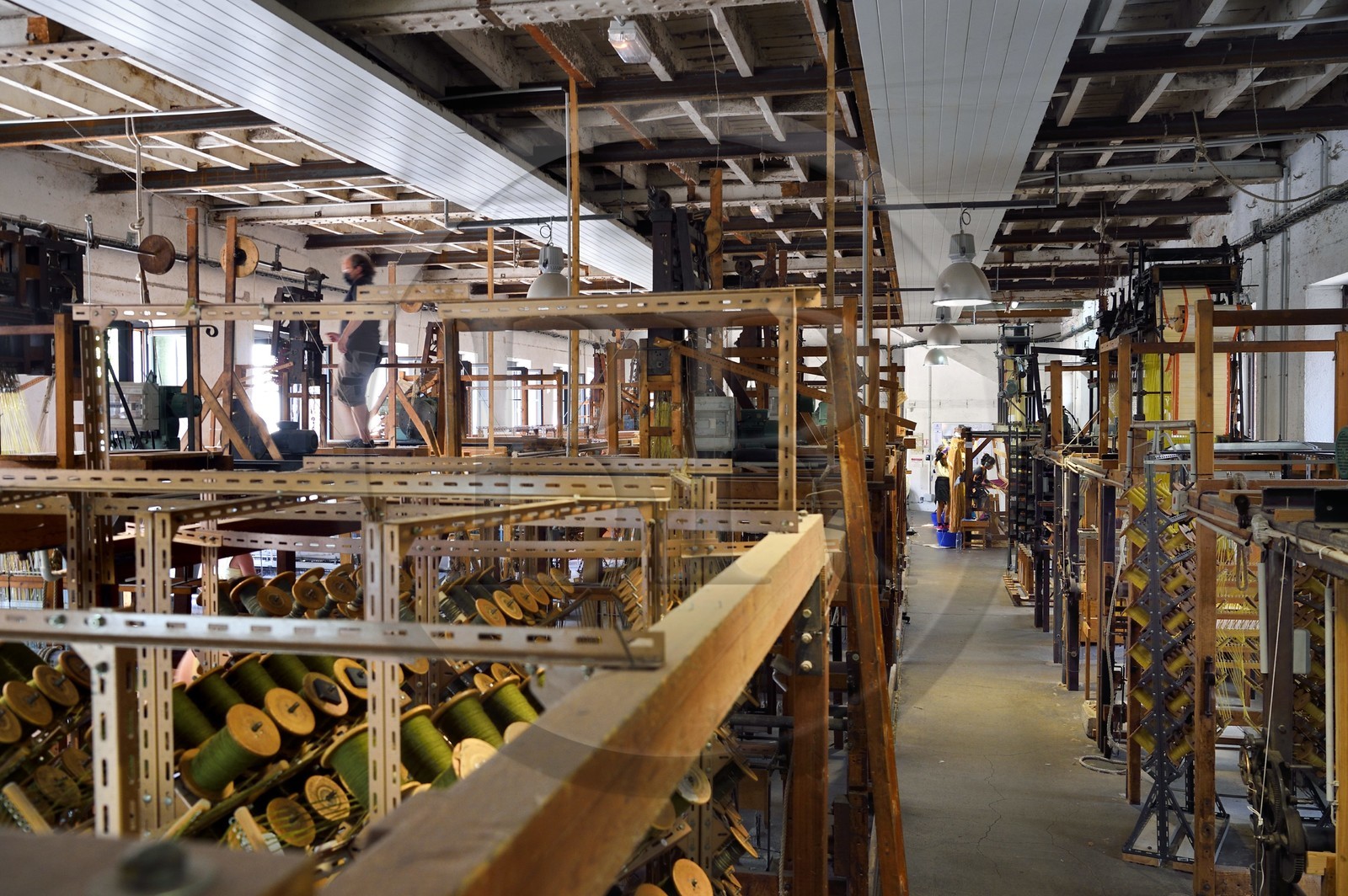 France, Var, Presqu'ile de Saint Tropez, Cogolin, the Manufacture Cogolin has been making rugs since 1924, most of them are woven by length on 19th century Jacquard hand looms