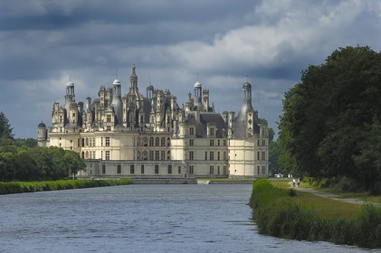 France, Loir et Cher, Loire Valley listed as World Heritage by UNESCO, Chateau de Chambord at the end of the Grand canal