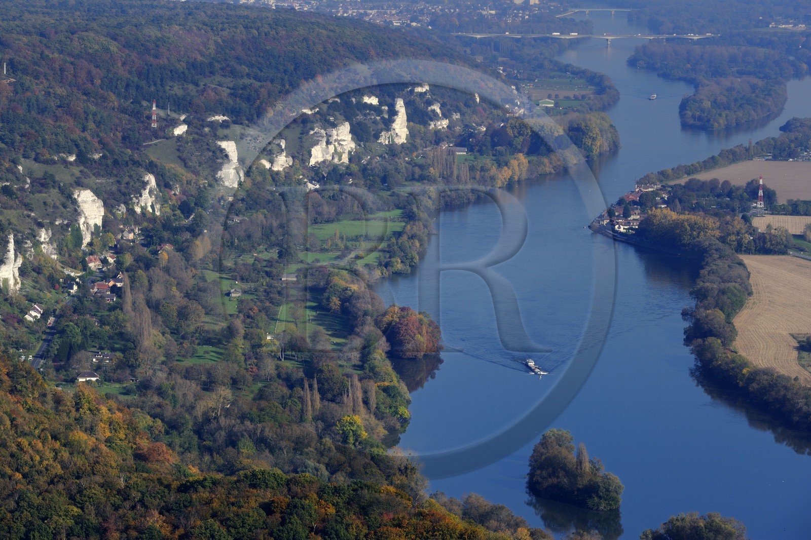 France, Seine-Maritime, Les roches d'Orival (Orival rocks) in the valley of the Seine river south of Rouen (aerial view)