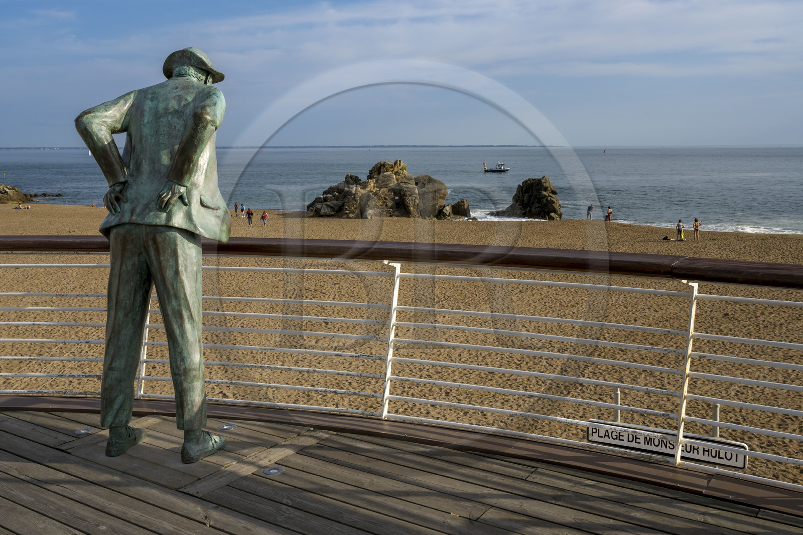 France, Loire-Atlantique (44), Estuaire de la Loire, Saint-Nazaire,  plage de Saint-Marc-sur-Mer, statue de M. Hulot, personnage des films de Jaques Tati