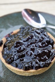 France, Hautes-Pyrénées (65), Saint-Lary-Soulan, vallée du Rioumajou, l'hospice du Rioumajou devenu refuge et restaurant, tartelette myrtille