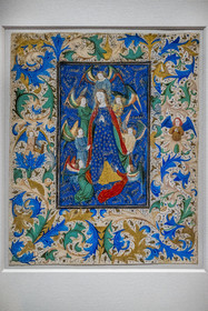 France, Paris (75), Musée de Cluny - Musée national du Moyen-Age, feuillet détaché d'un livre d'heures, l'Assomption, Flandres vers 1450-1455, enluminure sur parchemin