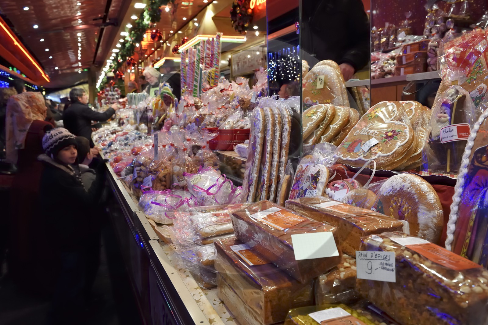 France, Bas Rhin, Strasbourg, old town listed as World Heritage by UNESCO, Christmas market (Christkindelsmarik) on the place Broglie