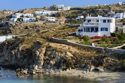 Grèce, Les Cyclades, mer Égée, île de Mykonos, village de Platis Gialos