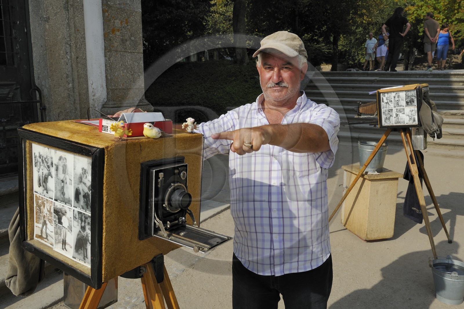 Portugal, Minho province, Braga, the sanctuary of Bom Jesus do Monte, Louis photographs pilgrims and tourists for 31 years