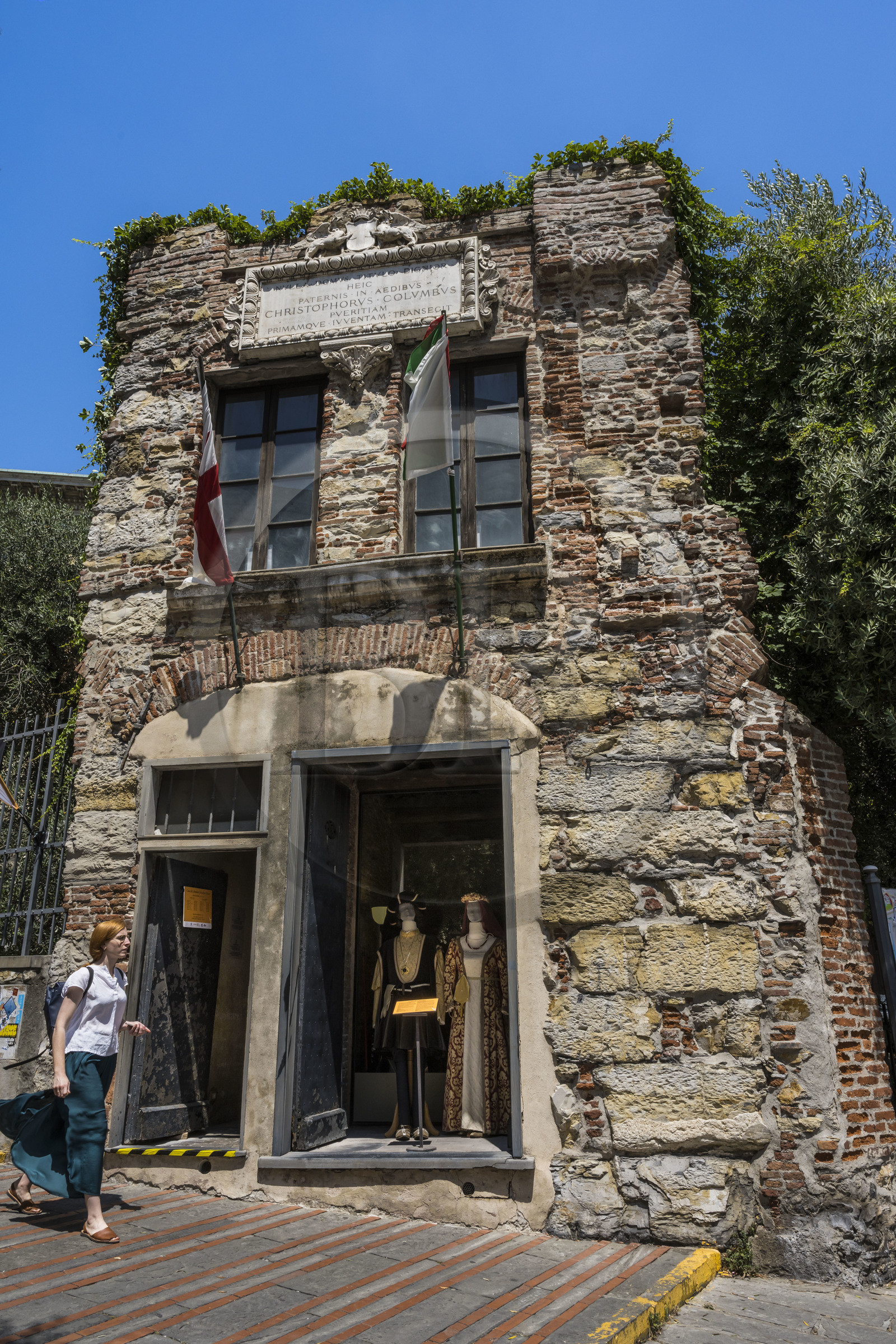 Italie, Ligurie, Gênes, la maison-musée de Christophe Colomb, une reconstruction datant du XVIIIe siècle de l’édifice original