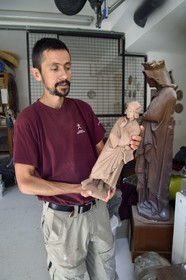 France, Bas Rhin, Strasbourg, old town listed as World Heritage by UNESCO, workshops of the Oeuvre Notre-Dame Foundation, workshop responsible for reductions, Vincent Cousquer, sculptor, Meilleur Ouvrier de France and art historian