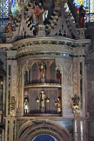 France, Bas-Rhin (67), Strasbourg, vieille ville classée au Patrimoine Mondial de l'UNESCO, la cathédrale Notre-Dame, bras sud du transept, l'horloge astronomique