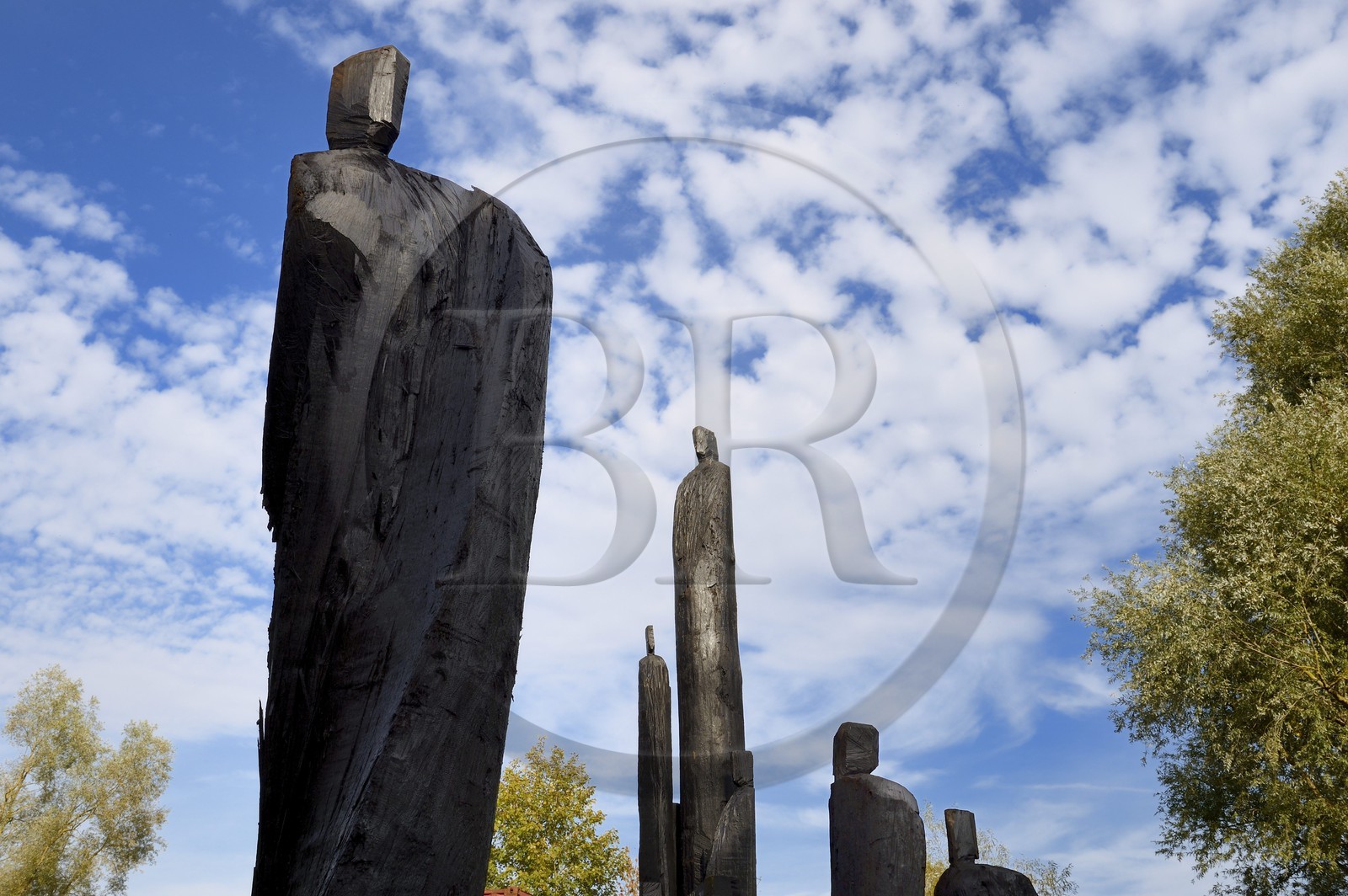 France, Marne (51), Beaumont-sur-Vesle, sculptures de Christian Lapie dans son atelier extérieur