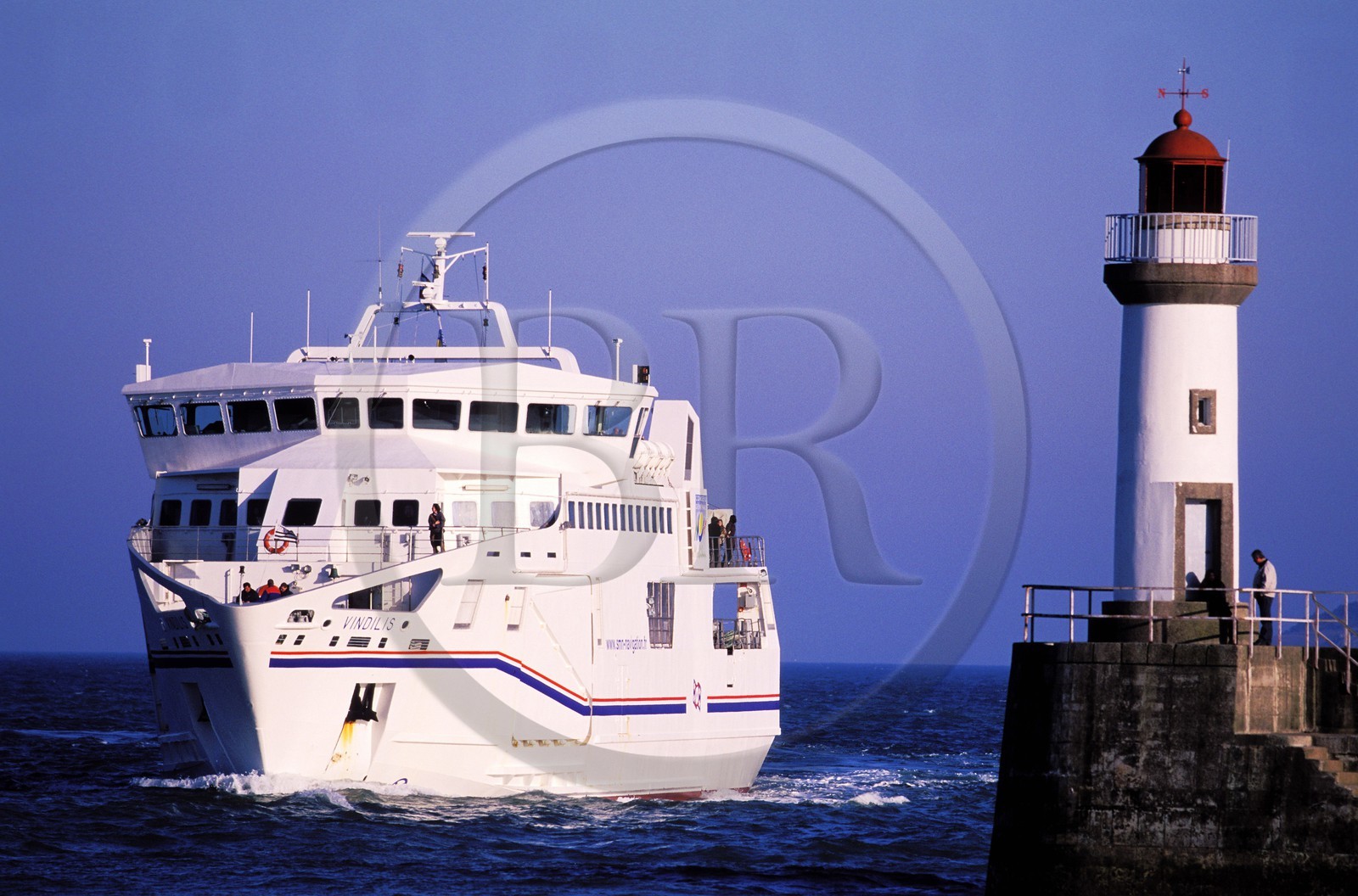 France, Morbihan, Belle Ile island, Quiberon ferry boat getting in Le Palais harbour
