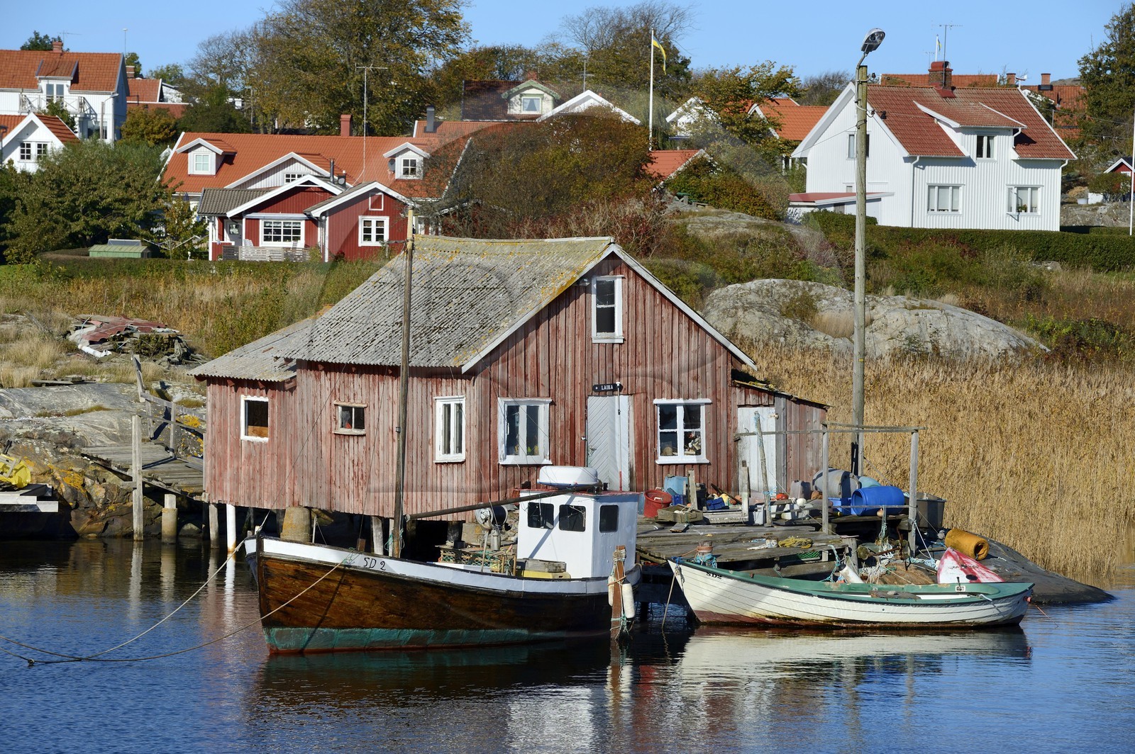 Suède, Västra Götaland, Iles Koster, le detroit de Koster à Vastra bryggan sur l'Ile de Nordkoster
