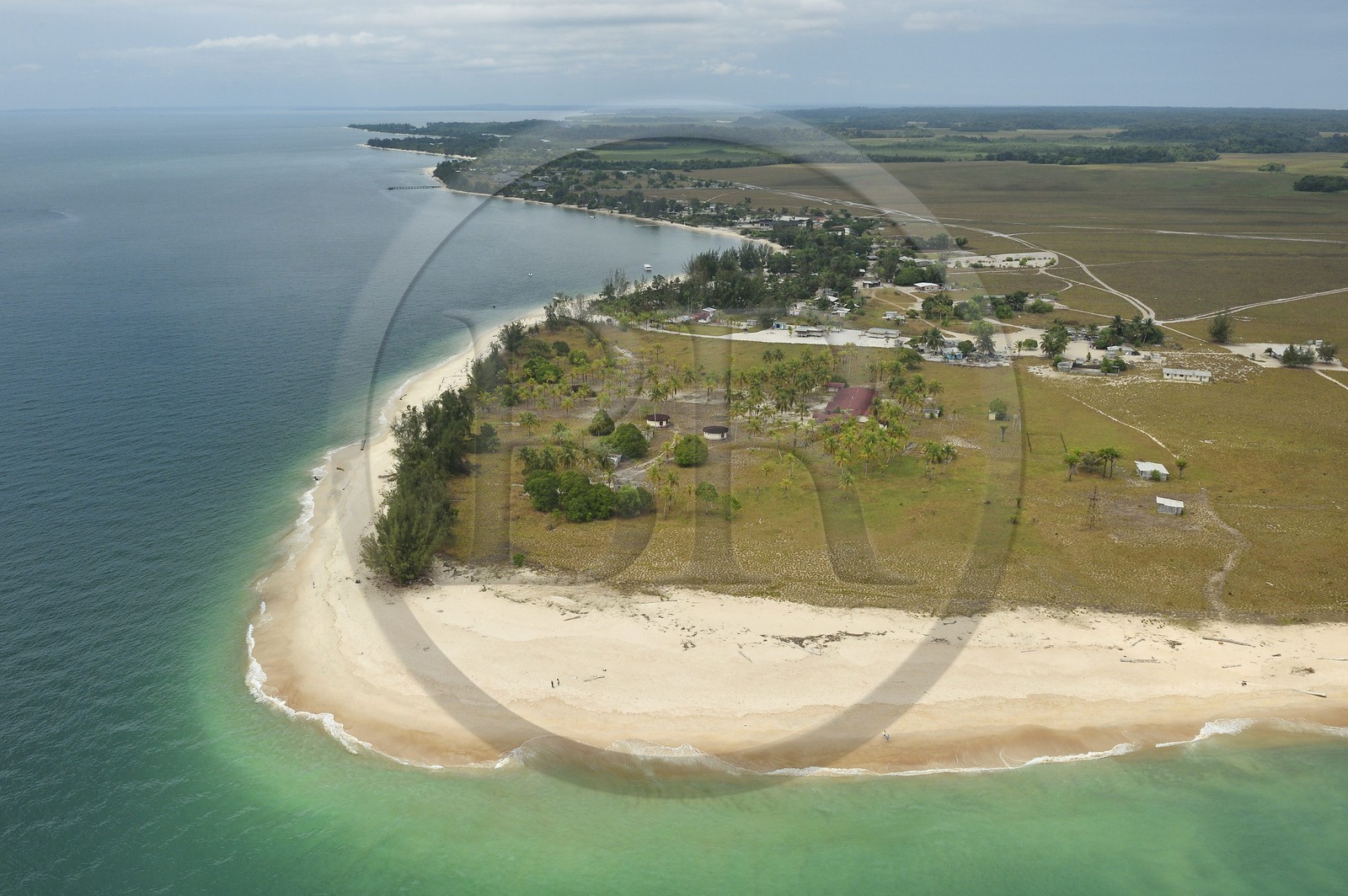 Gabon, Estuaire Province, the Pointe Denis beach facing Libreville on the other side of the estuary of the Gabon (aerial view)