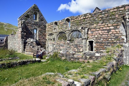 Royaume-Uni, Ecosse, Highland, Hébrides intérieures, Ile de Iona face à l'Ile de Mull, ruines du couvent fondé vers 1200