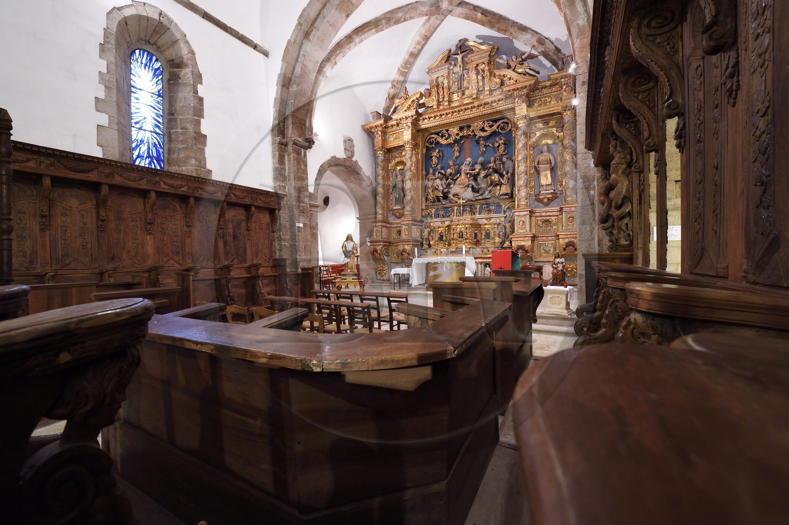France, Var (83), La Dracénie, Les Arcs-sur-Argens, chapelle Sainte Roseline et abbatiale de l'ancien monastère de la Celle-Roubaud, maitre-autel baroque