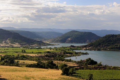France, Hérault (34), le lac de Salagou, champs et vignoble