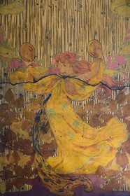 France, Meurthe-et-Moselle (54), Nancy, musée de l'Ecole de Nancy, salle à manger Masson de style Art Nouveau (1903-1906), plafond de Victor Prouvé