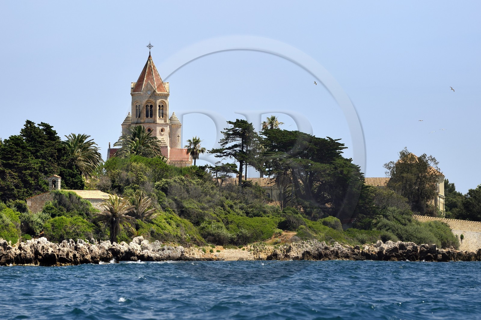 France, Alpes-Maritimes, Lerins Islands, Saint-Honorat island, Abbey of Lerins, the abbey church