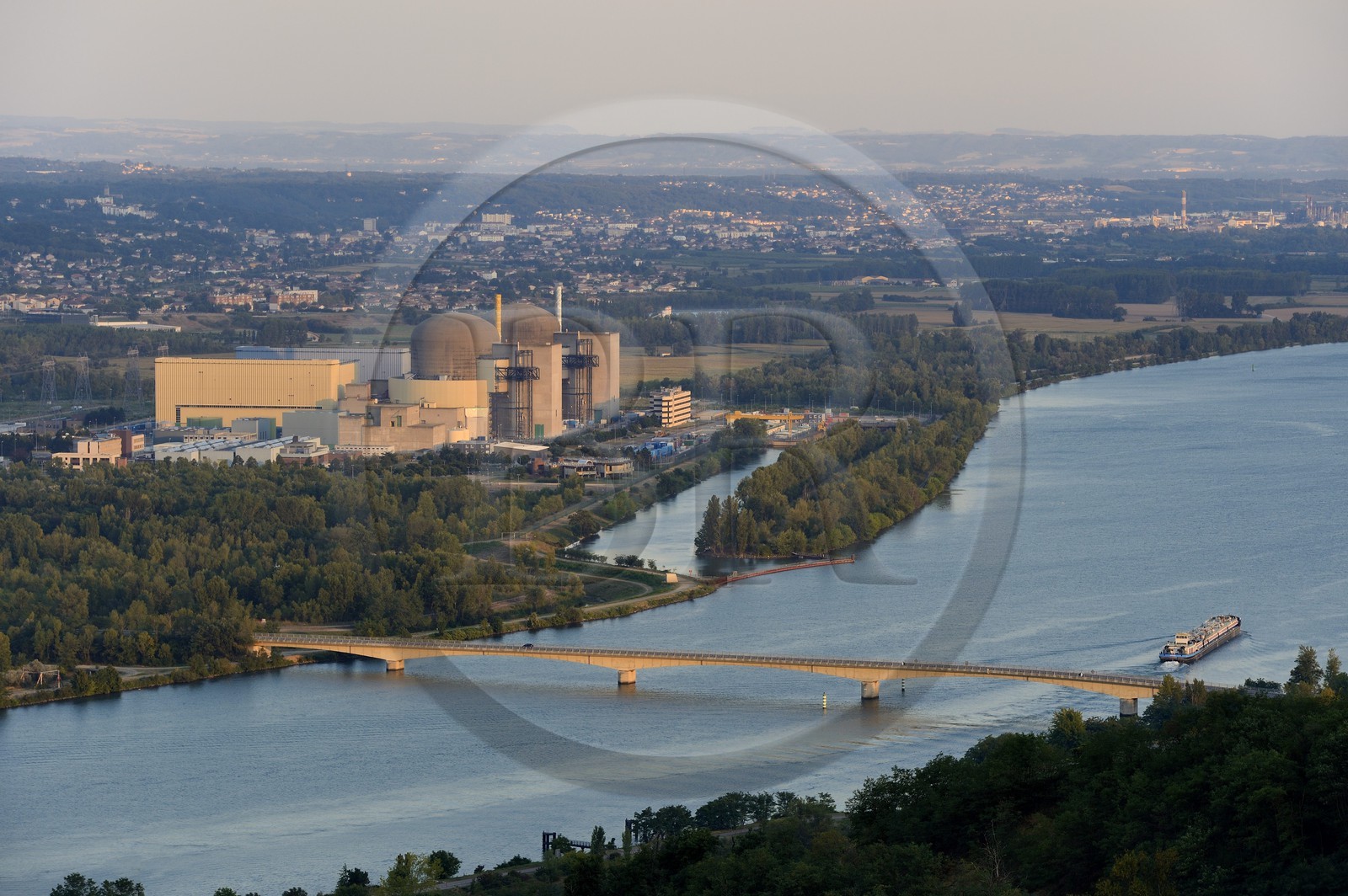 France, Isere, communes of Saint Alban du Rhone and Saint Maurice l'Exil, Saint Aban nuclear power plant along the Rhone river