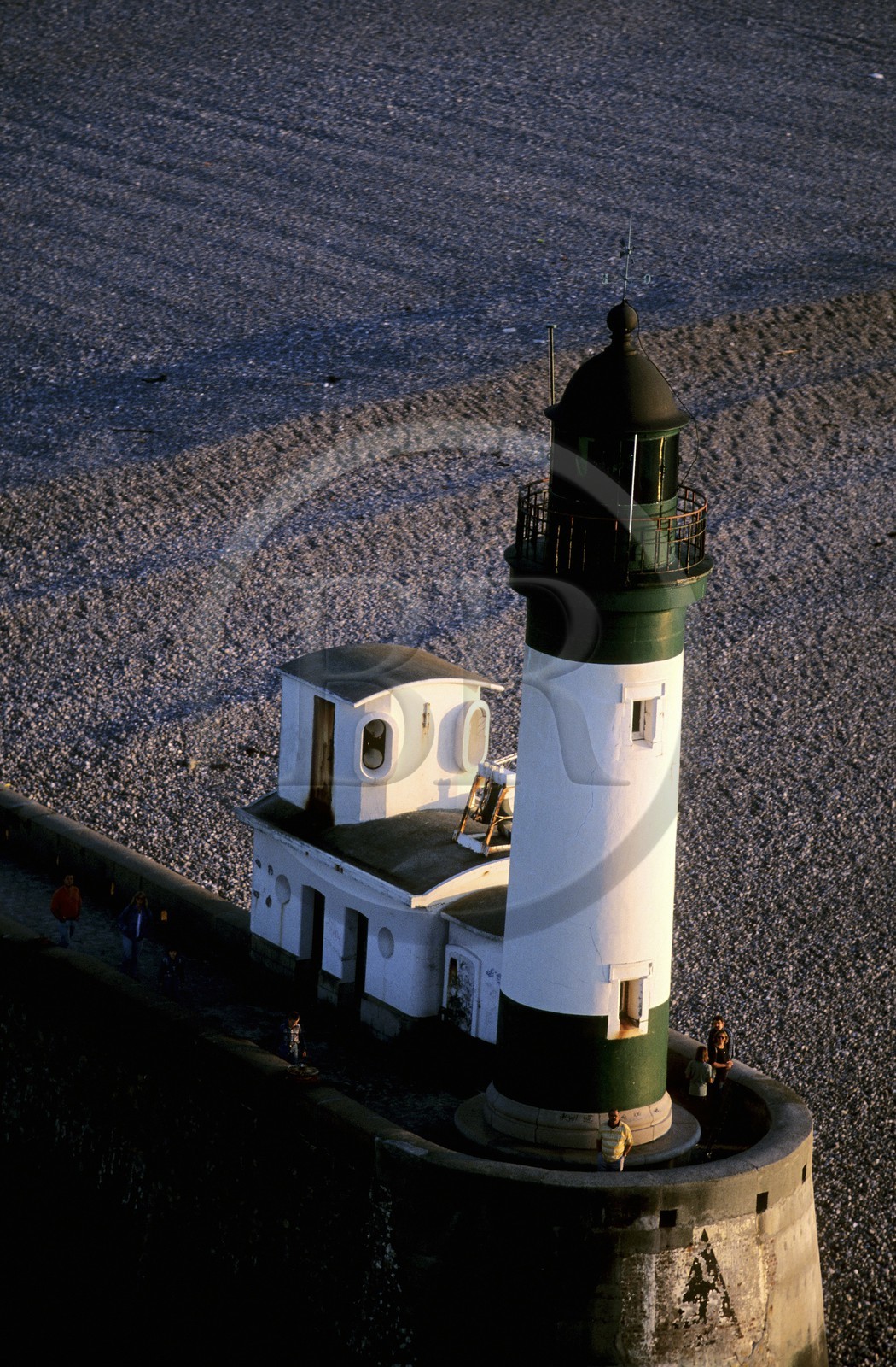 France, Seine Maritime, Treport lighthouse on the Côte d'Albâtre (aerial view)