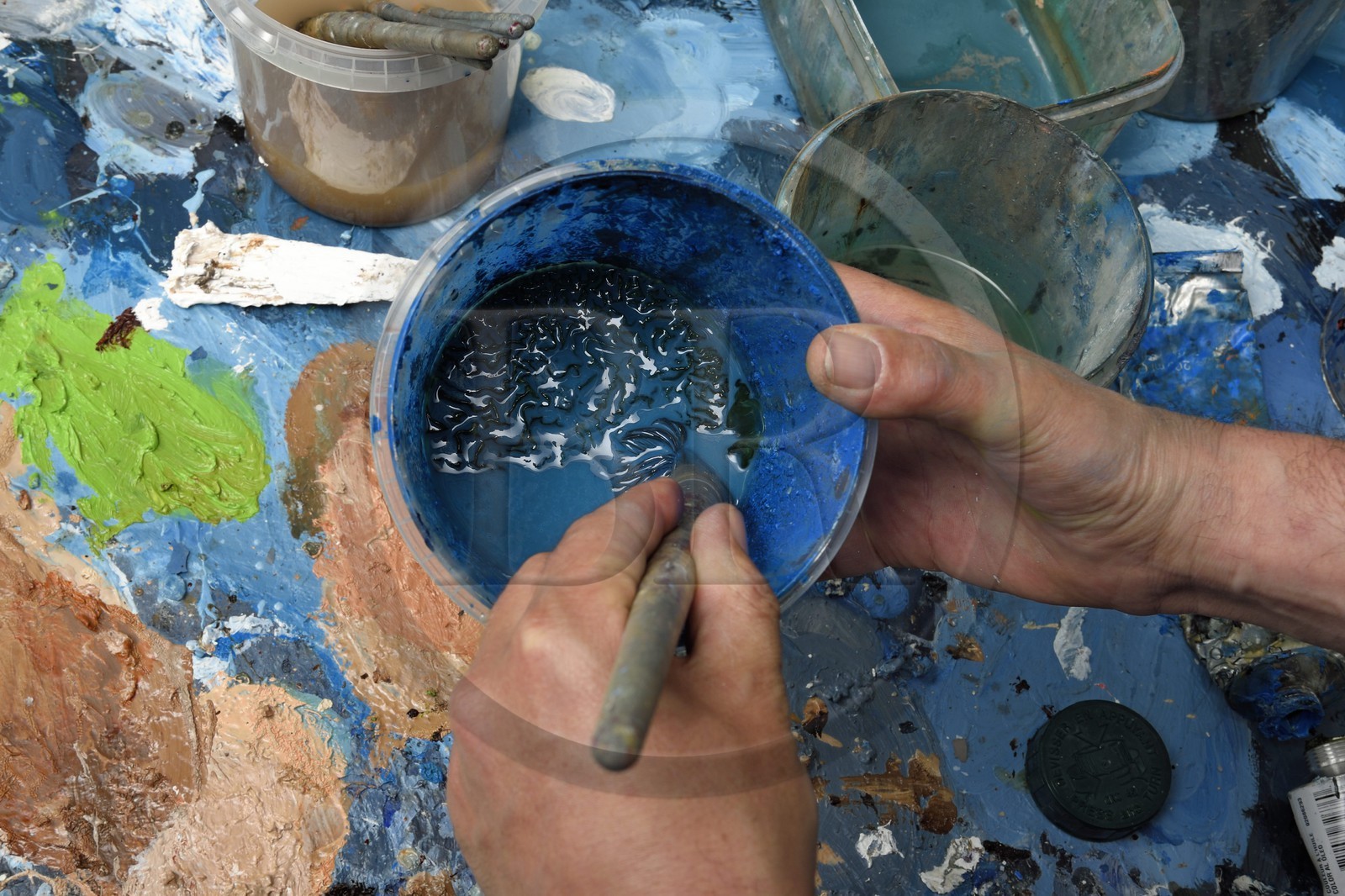 France, Val-de-Marne (94), Yvry-sur-Seine, Atelier de Fred Kleinberg, travail pour l'exposition Odyssée