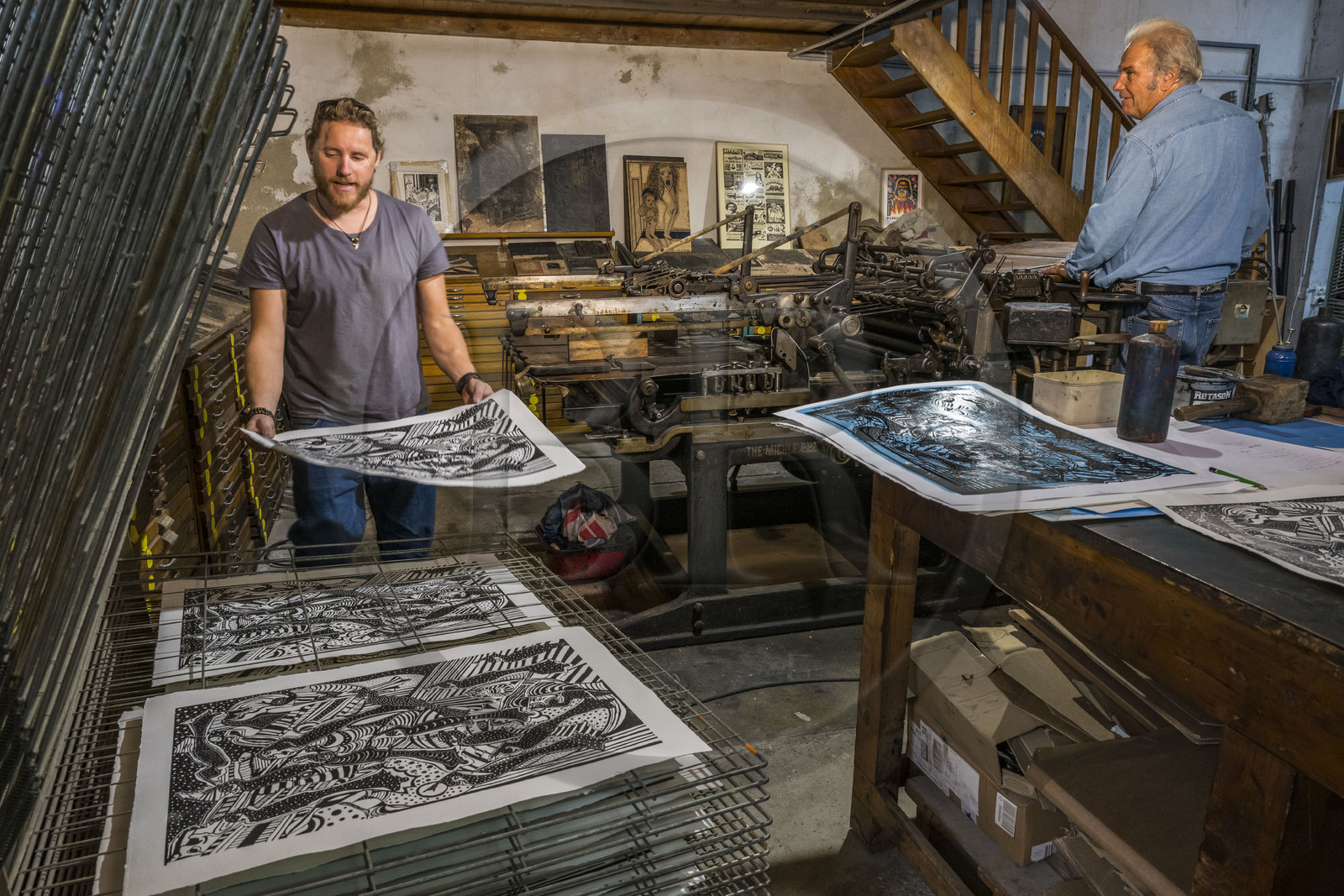 France, Herault, Sete, Atelier DPJ, publisher and art printer