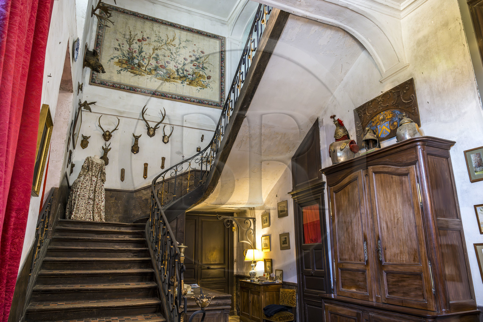 France, Ille-et-Vilaine (35), Côte d'Emeraude, Saint-Malo, malouinière de la Chipaudière construit l'armateur et corsaire François-Auguste Magon de la Lande au début du XVIIIème siècle, le grand escalier