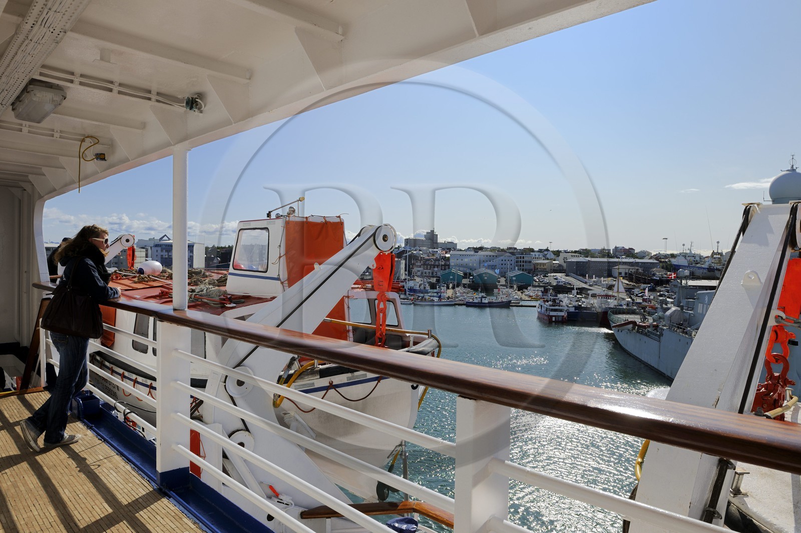 Iceland, Reykjavik, cruise ship Princess Danae moored in harbour