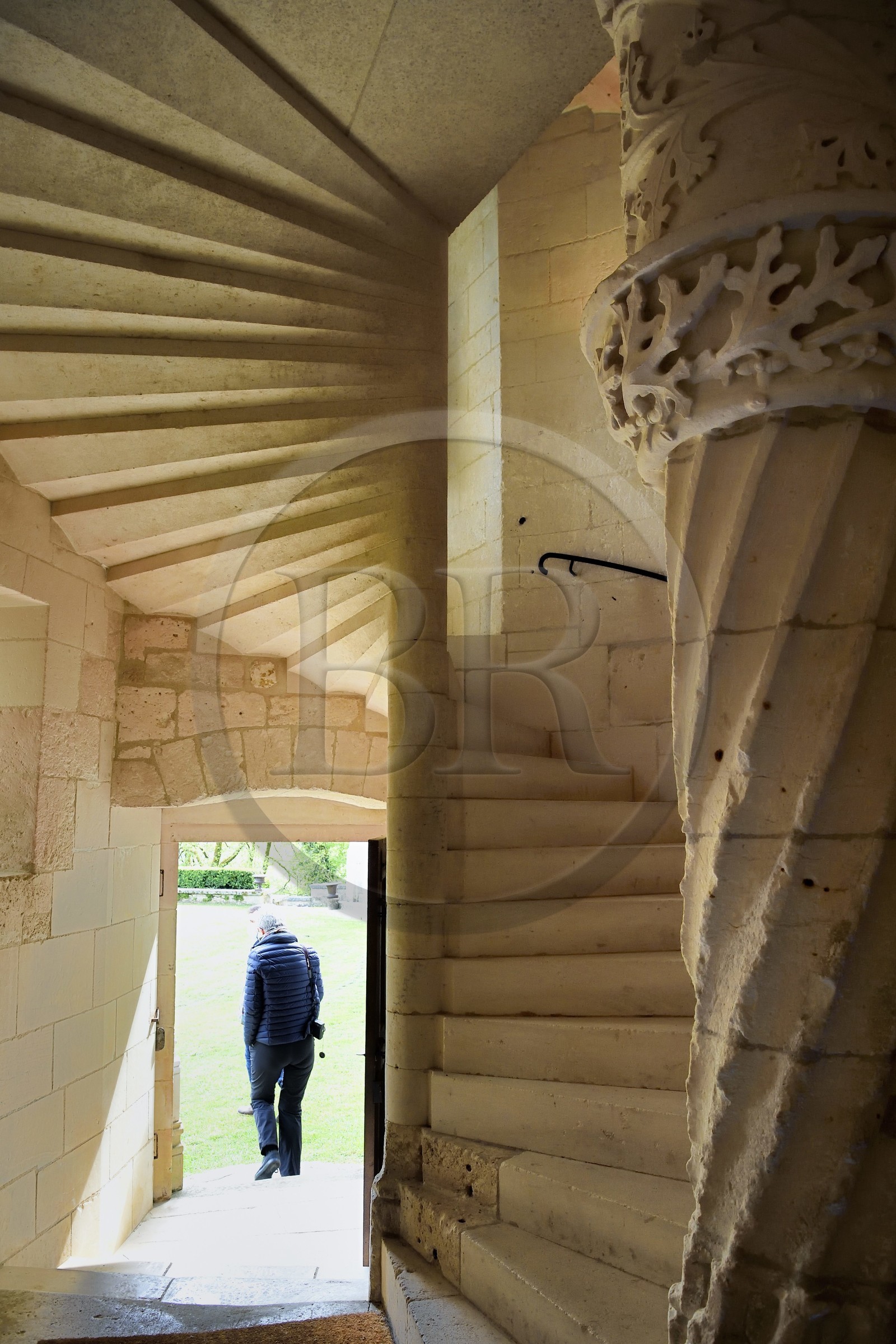 France, Dordogne, Périgord Vert, Villars, Puyguilhem castle, the second spiral Staircase in the octagonal tower