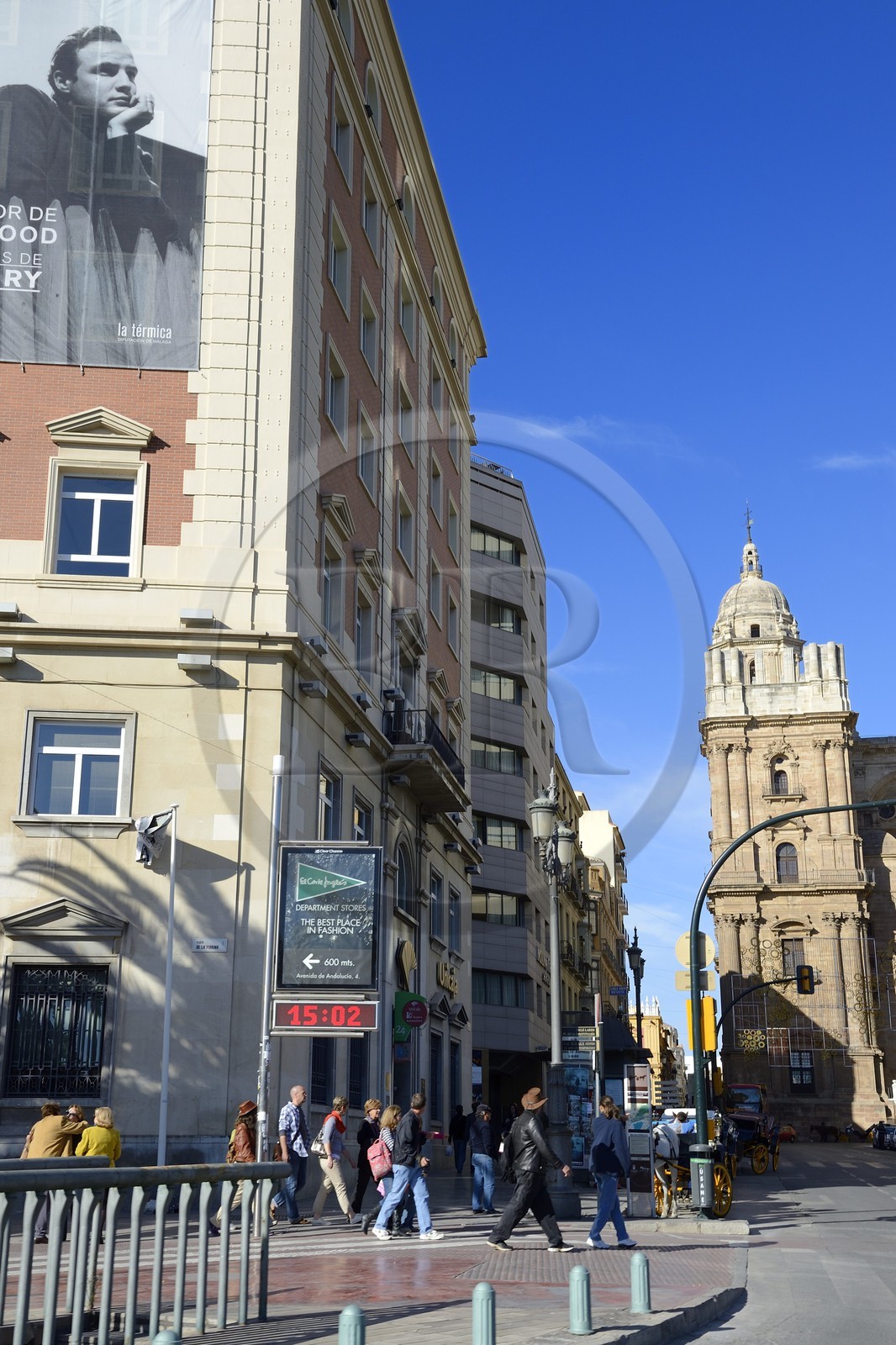 Spain, Andalusia, Malaga, the cathedral and display of Marlon Brando