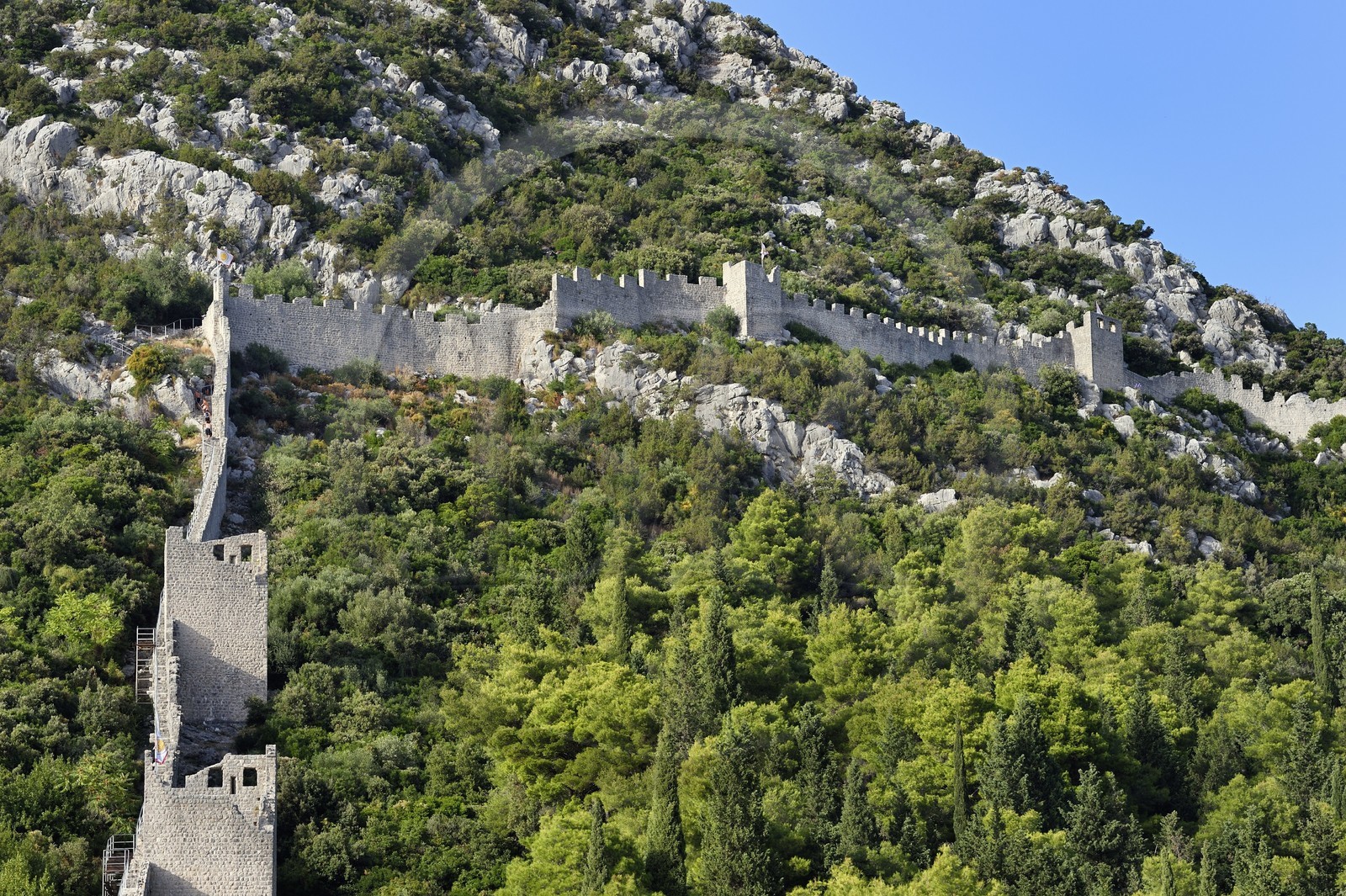 Croatie, Dalmatie, cote dalmate, presqu'ile de Peljesac, les remparts de la vieille-ville de Ston