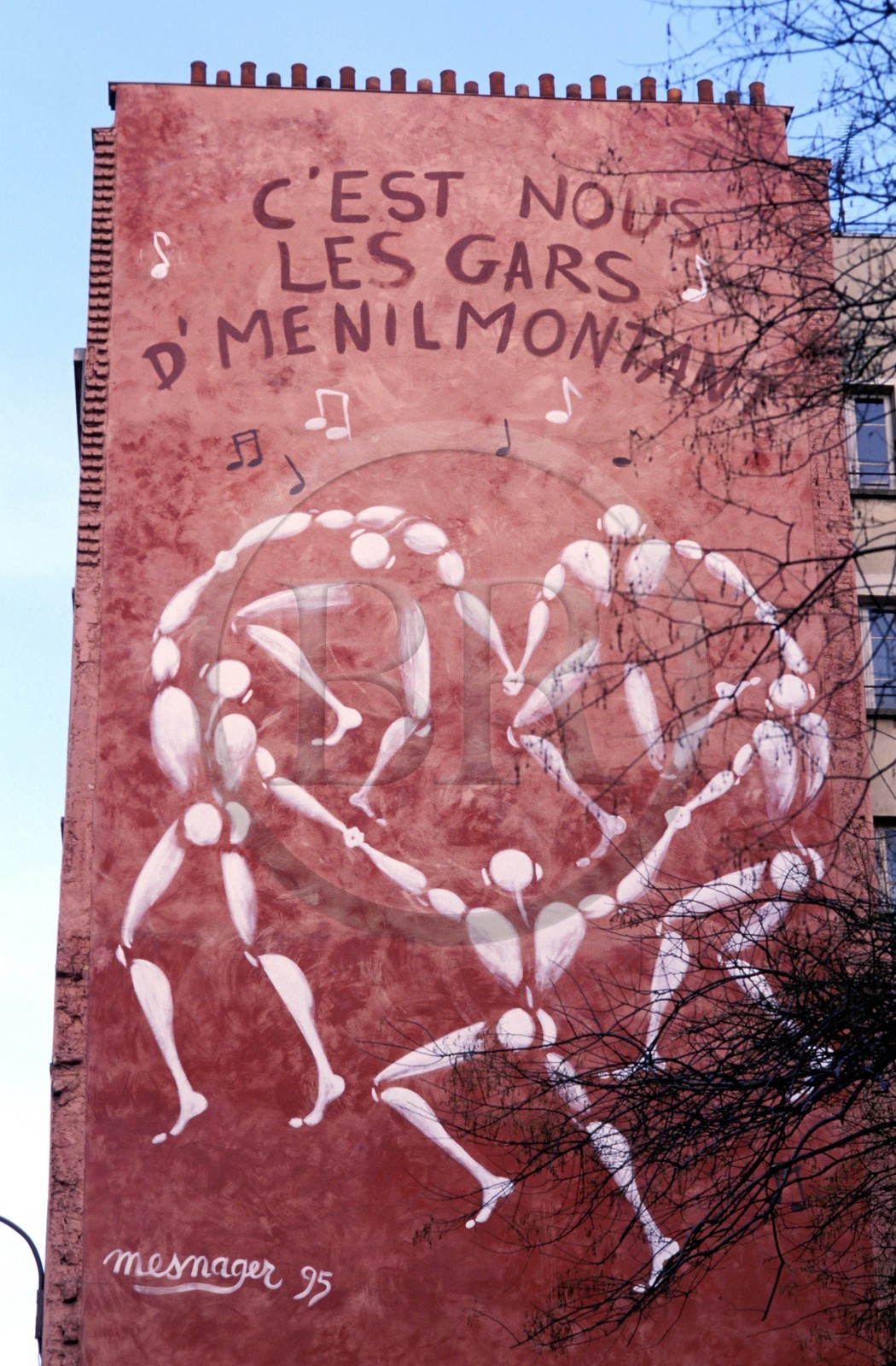 France, Paris (75), fresque murale de Mesnager dans le quartier Ménilmontant