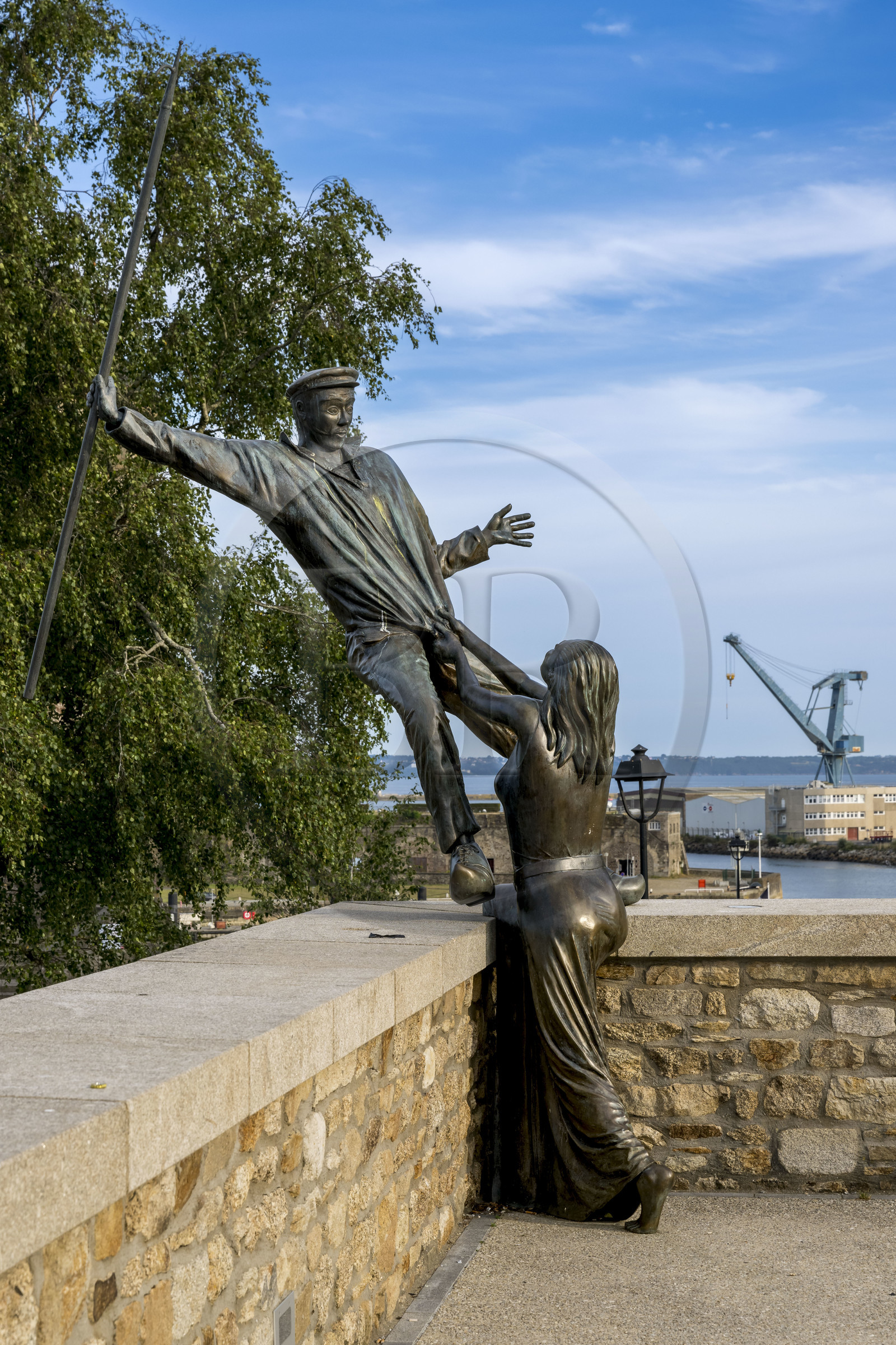 France, Finistère (29), Brest, quartier Recouvrance, la sculpture de Fanny de Laninon et Jean Quéméneur, œuvre de Jérome Durand