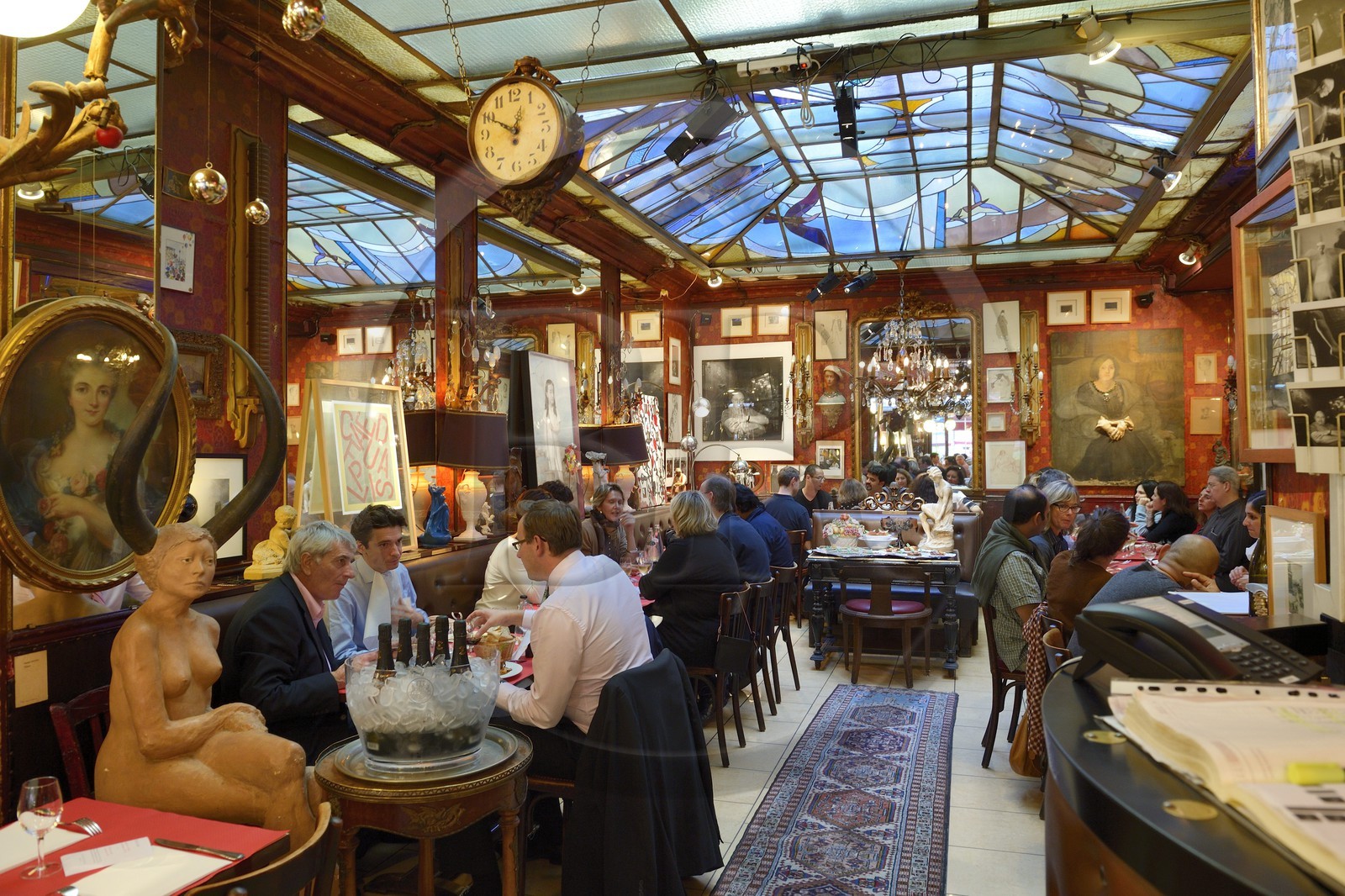 France, Marne, Reims, restaurant le café du Palais and its glass roof