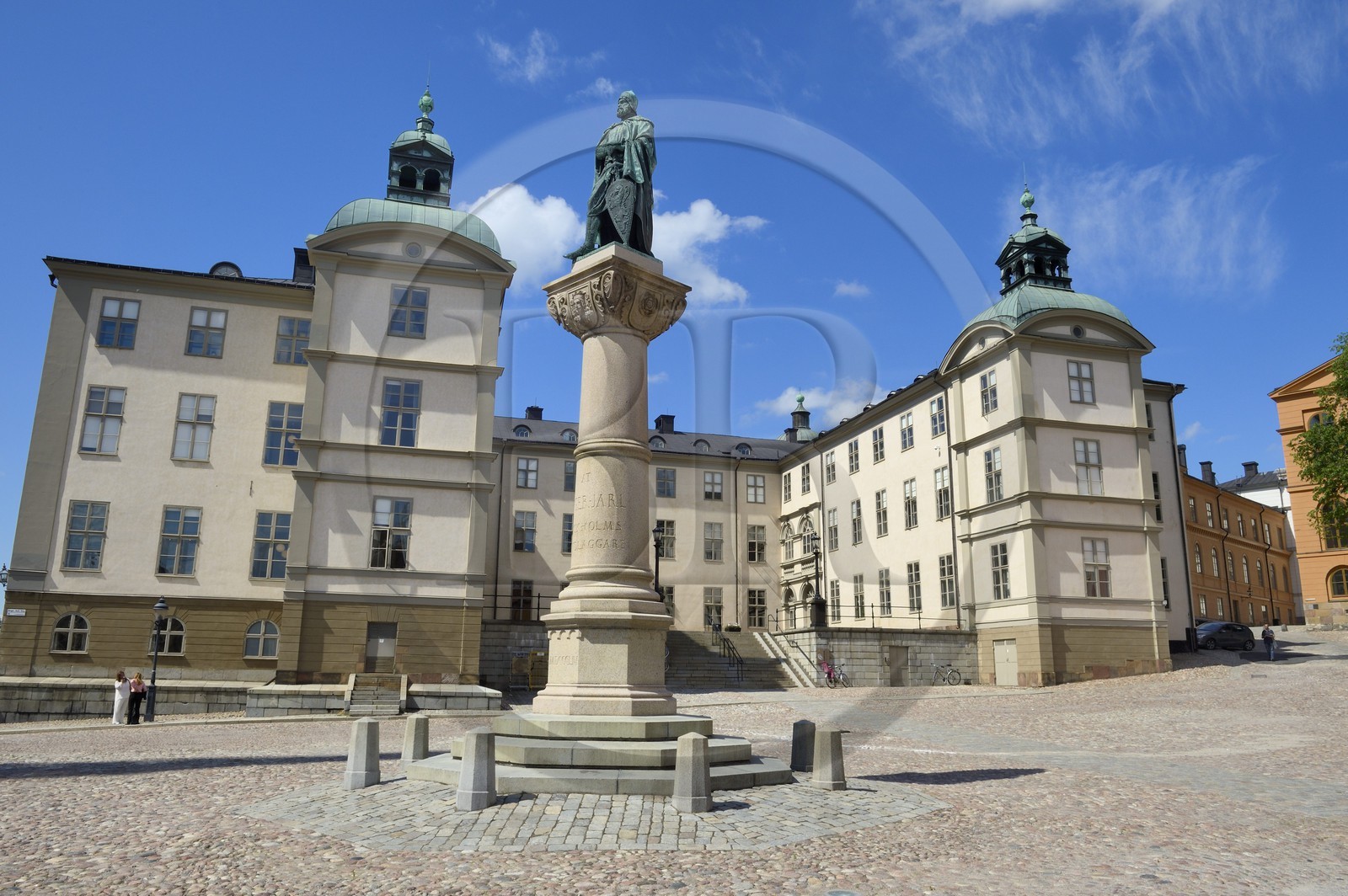 Suède, Stockholm, vieille ville (Gamala Stan Riddarholmen), place et statue de Birger Jarl
