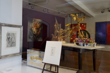 Allemagne, Bade-Wurtemberg, Fribourg en Brisgau, galerie d'art à l'angle de la rue Schusterstrasse