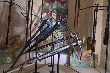 France, Dordogne (24), Périgord Noir, vallée de la Dordogne, Castelnaud-la-Chapelle labellisé Les Plus Beaux Villages de France, le château de Castelnaud-la-Chapelle, le musée de la guerre au moyen-age