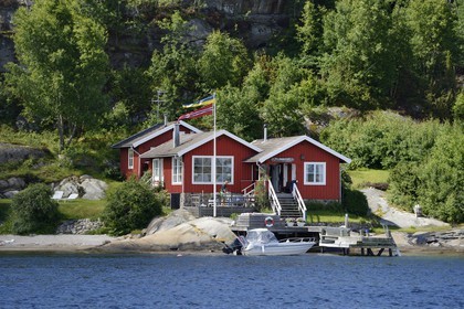 Suède, Västra Götaland, maison privée dans les Iles face à Fjällbacka