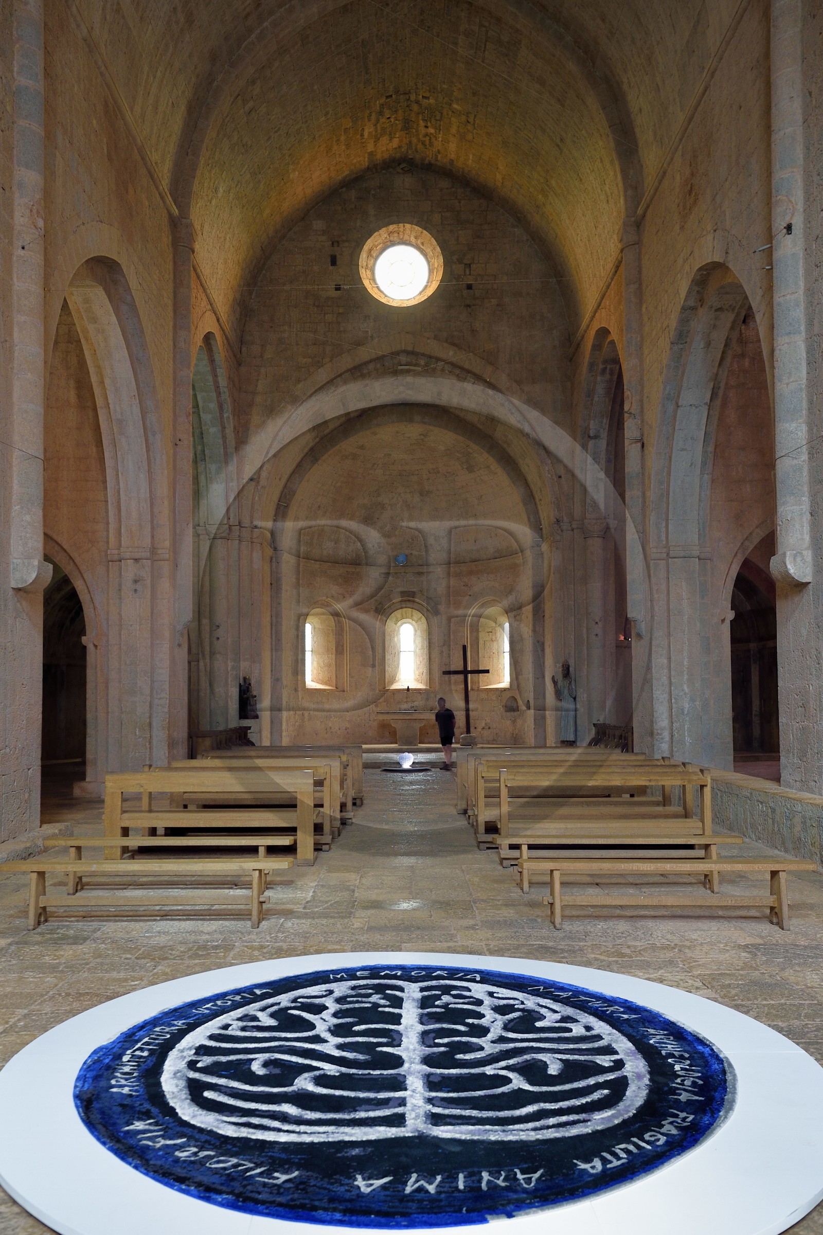 France, Var, the Thoronet cistercian abbey, installation by the artists Anne and Patrick Poirier in the abbey church