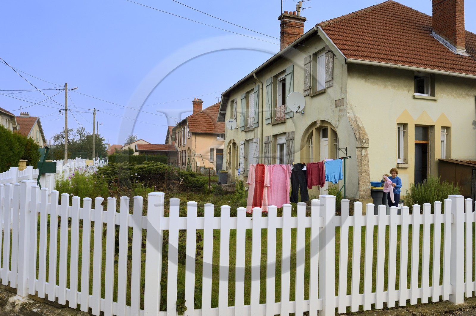 France, Moselle (57), Vallée de la Fensch, Serémange, cité ouvrière, maisons jumelées dans des rues nommées aux prénoms des Wendel