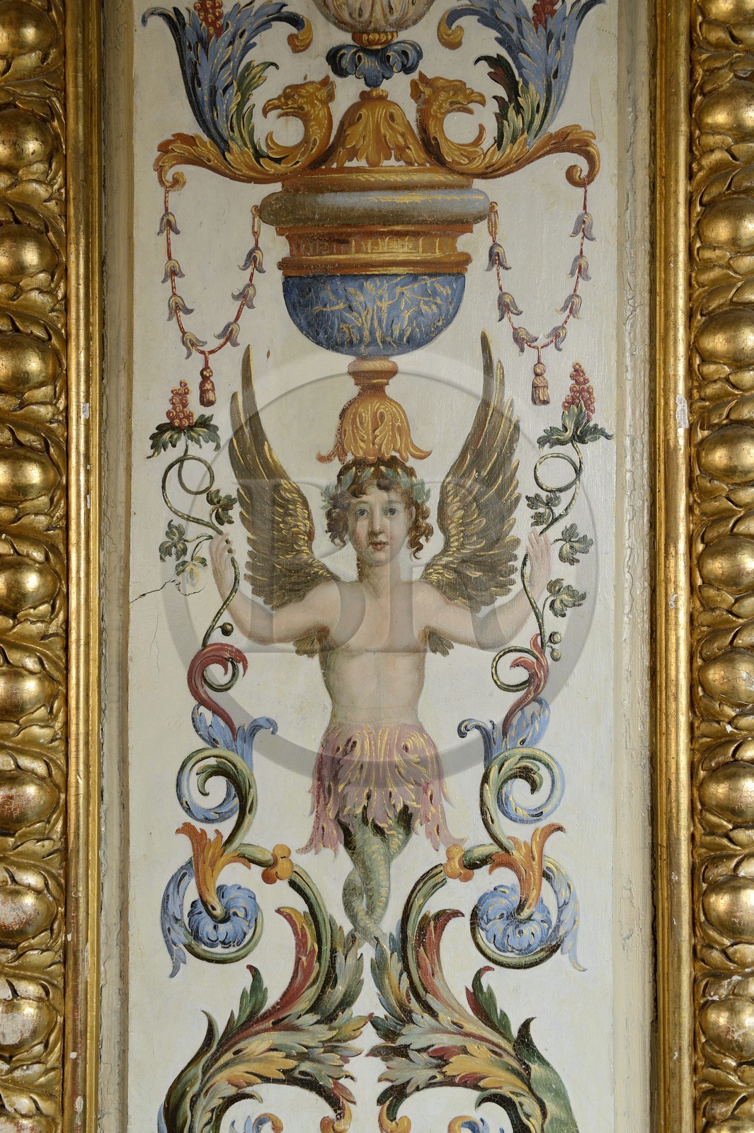 France, Seine-et-Marne (77), Maincy, le château de Vaux-le-Vicomte, peinture de la porte du Cabinet des Jeux