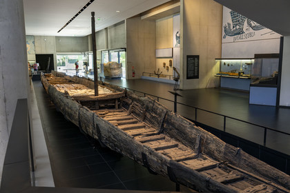 France, Bouches du Rhone, Arles, musée départemental Arles antique, barge called Arles-Rhone 3 dating from the 1st century and discovered in 2004 in the Rhone in Arles