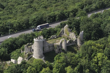 France, Seine-Maritime, Robert-Le-Diable castle along the A13 motorway (aerial view)