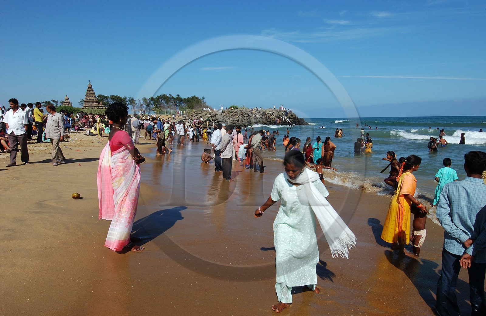Inde, Etat du Tamil Nadu, plage de Mamallapuram