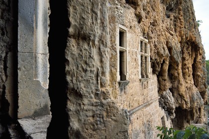 France, Var, Villecroze, the troglodyte caves with their mullioned windows