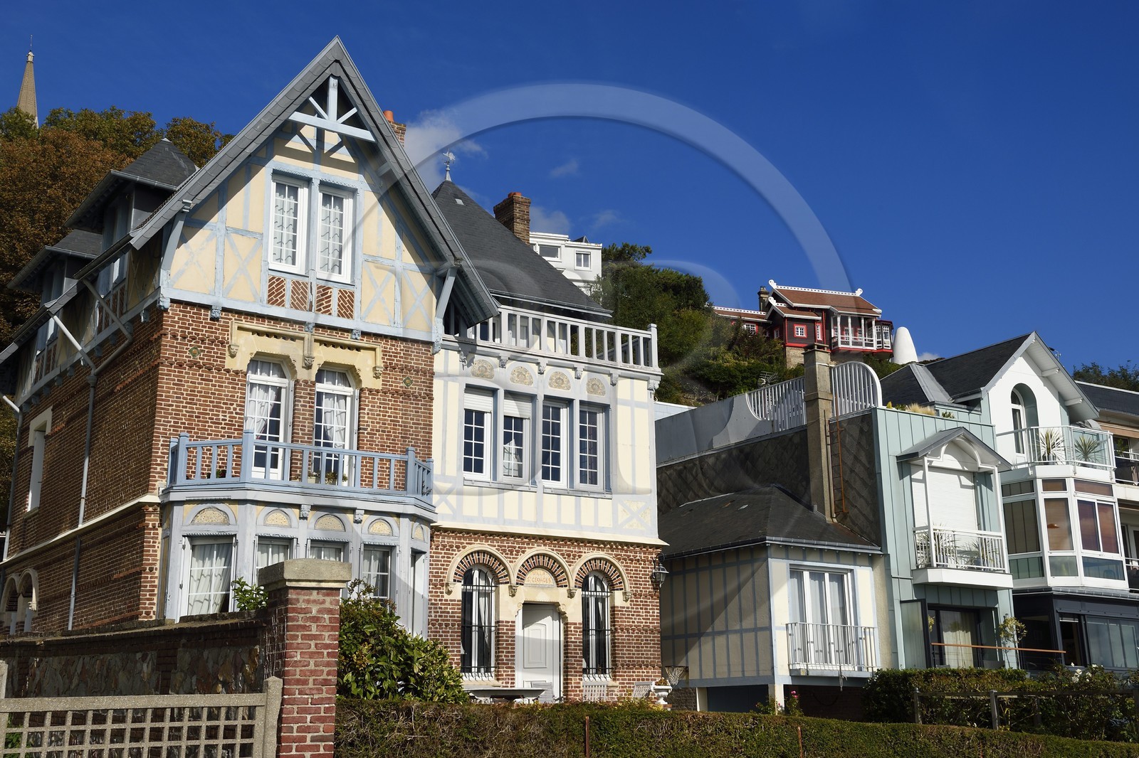 France, Seine-Maritime (76), la commune de Sainte-Adresse voisine du Havre par la côte, villas rue du Roi Albert