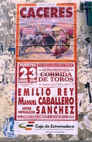 Espagne, Estrémadure, Montanchez, affiche de corrida