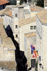 France, Bouches-du-Rhône (13), Les Baux-de-Provence, labellisé Les Plus Beaux Villages de France, grand rue Fred Mistral et hôtel de Manville