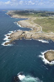 France, Morbihan, Quiberon  peninsula (presqu'ile de Quiberon), la Cote Sauvage (wild coast) (aerial view)