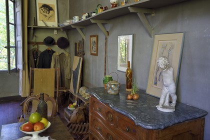 France, Bouches-du-Rhône (13), Aix en Provence, Atelier de Paul Cézanne sur la colline des Lauves avec le mobilier et les accessoires dont il se servait, mention obligatoire